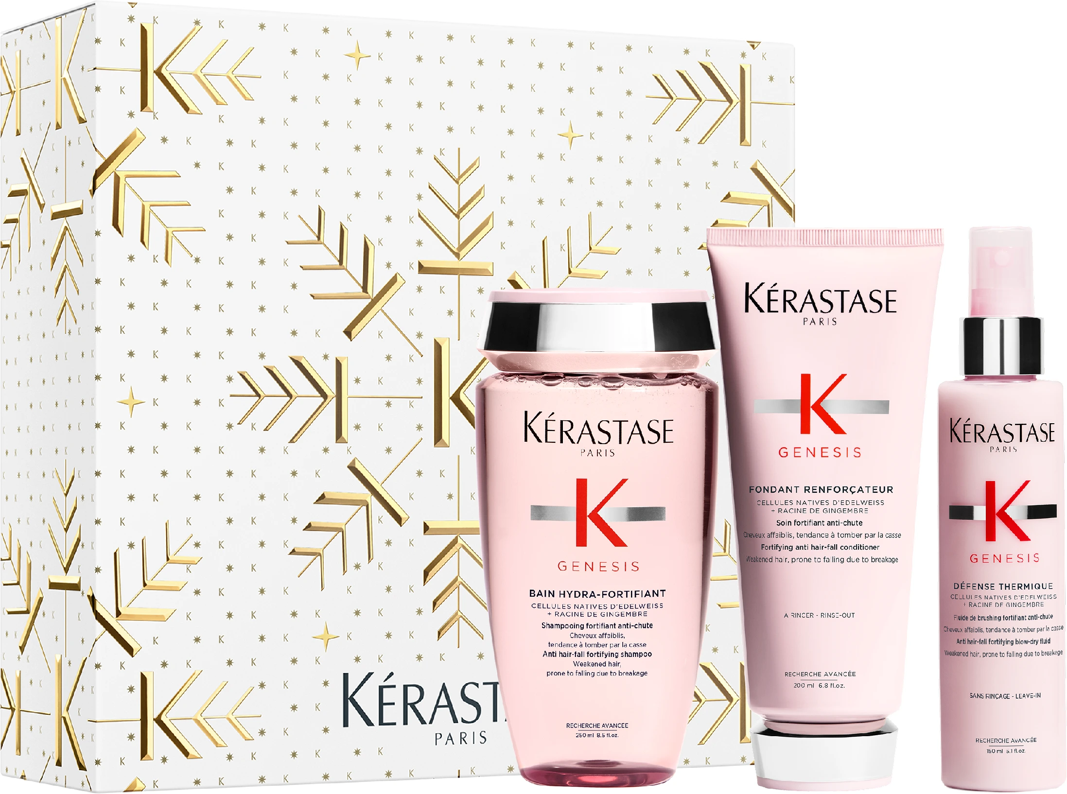 Kérastase Genesis Holiday set 2026 u limitiranom prazničnom pakovanju sa šamponom, regeneratorom i termozaštitom