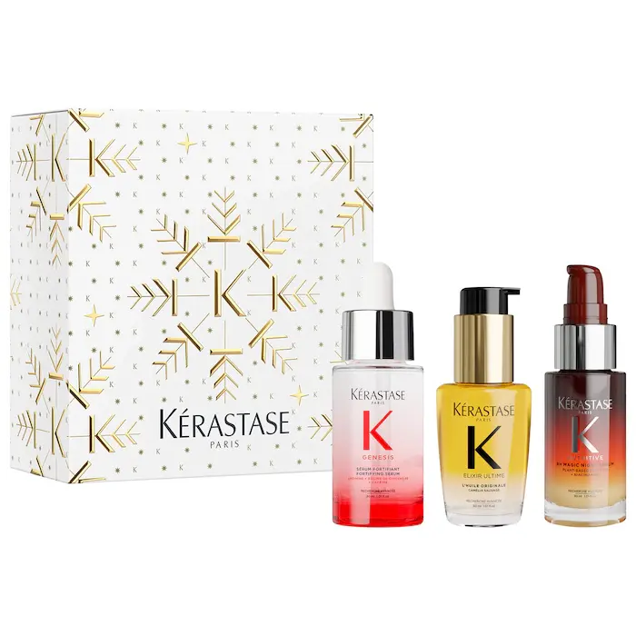 Kérastase Mini Hero Trio Holiday set sa serumom Genesis, uljem Elixir Ultime i noćnim serumom Nutritive 8H Magic